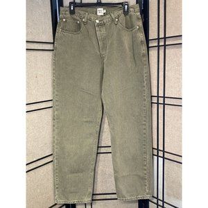 Princess Polly Olive Green Jeans Women’s Size 12 Straight Leg Cross Flap Closure